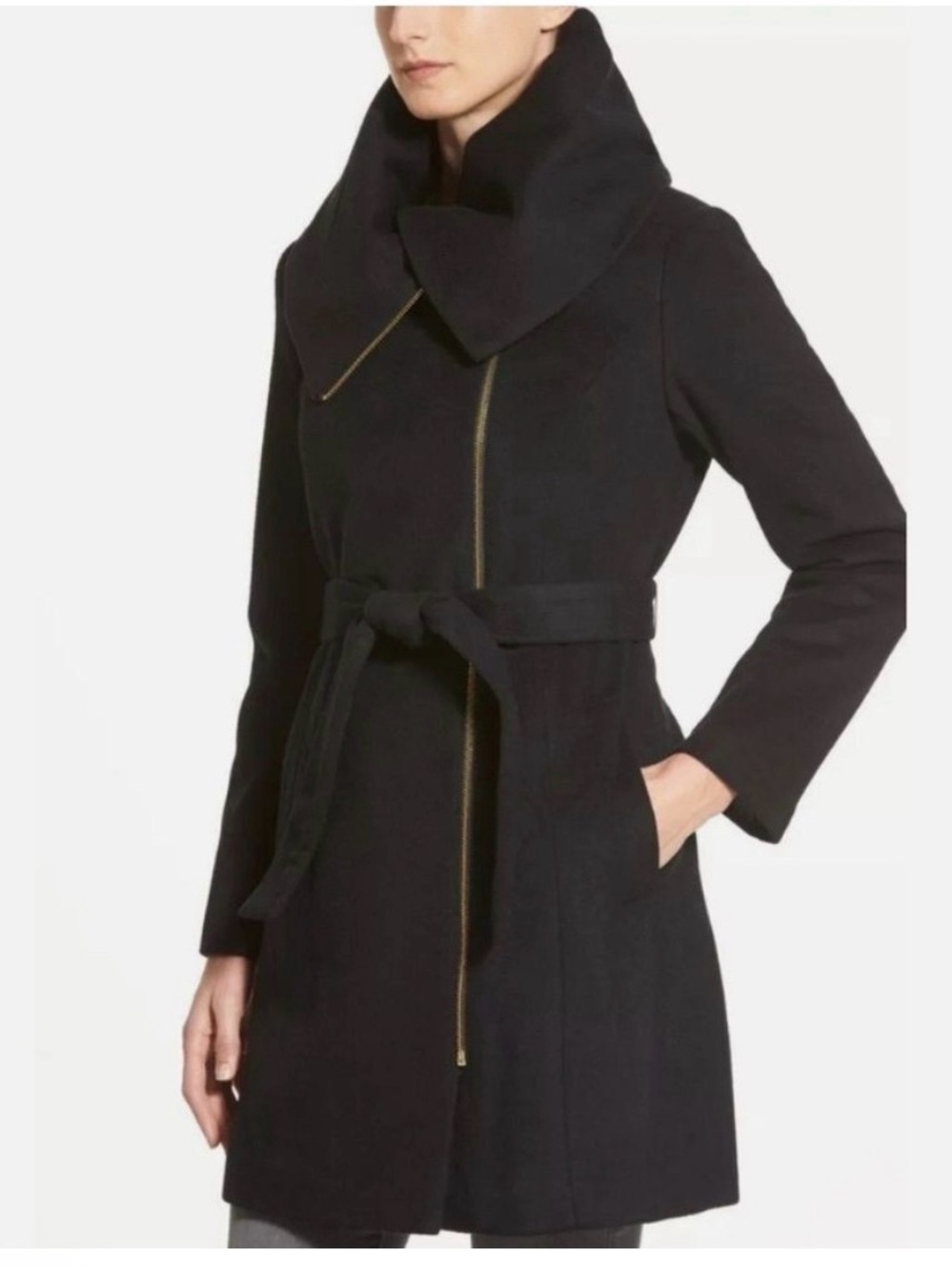 Cole Haan Black Wool-Blend Coat